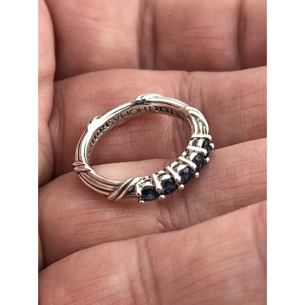 Peter Thomas Roth Sterling Silver Signature Romance Stack Ring Sapphire Size 7 - Picture 9 of 12